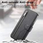 Portafoglio in pelle con cerniera, protezione antifurto MagSafe RFID in tessuto twill, custodia per telefono con cerniera., For iPhone 17e / 16e, For iPhone 17 Pro Max, For iPhone 17 Pro, For iPhone 17