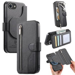 Portafoglio in pelle con cerniera, protezione antifurto MagSafe RFID in tessuto twill, custodia per telefono con cerniera., For iPhone 17e / 16e, For iPhone 17 Pro Max, For iPhone 17 Pro, For iPhone 17