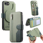 Portafoglio in pelle con cerniera, protezione antifurto MagSafe RFID in tessuto twill, custodia per telefono con cerniera., For iPhone 17e / 16e, For iPhone 17 Pro Max, For iPhone 17 Pro, For iPhone 17