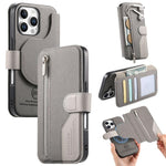 Portafoglio in pelle con cerniera, protezione antifurto MagSafe RFID in tessuto twill, custodia per telefono con cerniera., For iPhone Air, For iPhone 16 Pro Max, For iPhone 16 Pro, For iPhone 16 Plus