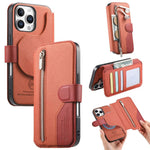 Portafoglio in pelle con cerniera, protezione antifurto MagSafe RFID in tessuto twill, custodia per telefono con cerniera., For iPhone Air, For iPhone 16 Pro Max, For iPhone 16 Pro, For iPhone 16 Plus