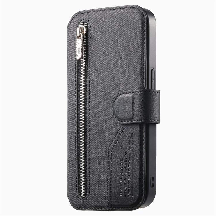 Portafoglio in pelle con cerniera, protezione antifurto MagSafe RFID in tessuto twill, custodia per telefono con cerniera., For iPhone 12, For iPhone 12 Pro Max, For iPhone 12 Pro, For iPhone 11