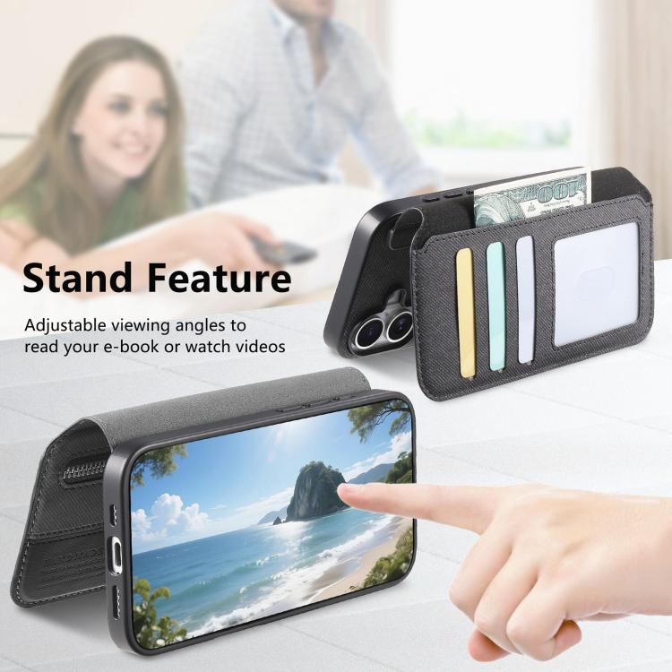 Portafoglio in pelle con cerniera, protezione antifurto MagSafe RFID in tessuto twill, custodia per telefono con cerniera., For iPhone 12, For iPhone 12 Pro Max, For iPhone 12 Pro, For iPhone 11