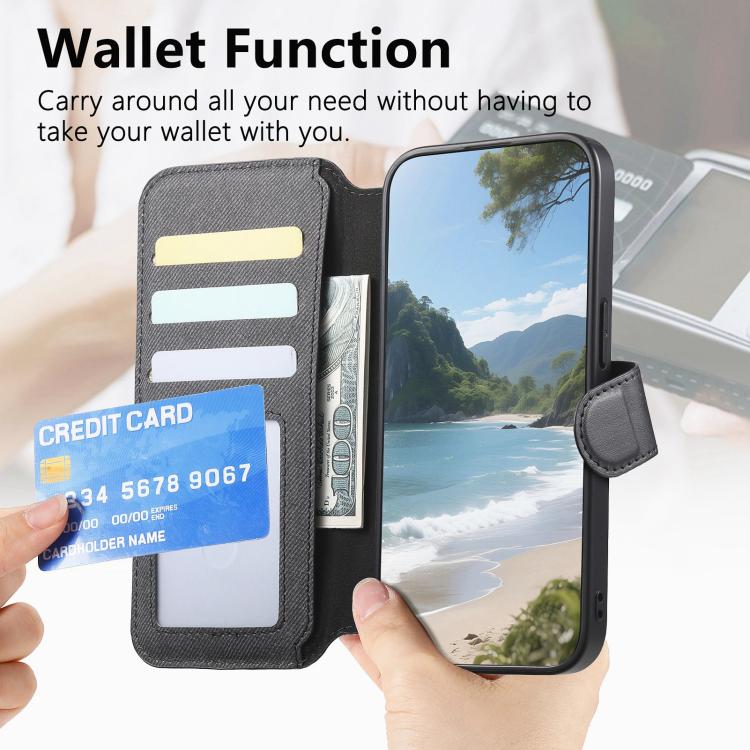 Portafoglio in pelle con cerniera, protezione antifurto MagSafe RFID in tessuto twill, custodia per telefono con cerniera., For iPhone 12, For iPhone 12 Pro Max, For iPhone 12 Pro, For iPhone 11
