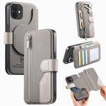 Portafoglio in pelle con cerniera, protezione antifurto MagSafe RFID in tessuto twill, custodia per telefono con cerniera., For iPhone 12, For iPhone 12 Pro Max, For iPhone 12 Pro, For iPhone 11