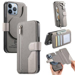 Portafoglio in pelle con cerniera, protezione antifurto MagSafe RFID in tessuto twill, custodia per telefono con cerniera., For iPhone 12, For iPhone 12 Pro Max, For iPhone 12 Pro, For iPhone 11