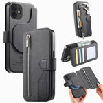 Portafoglio in pelle con cerniera, protezione antifurto MagSafe RFID in tessuto twill, custodia per telefono con cerniera., For iPhone 12, For iPhone 12 Pro Max, For iPhone 12 Pro, For iPhone 11