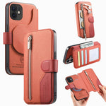 Portafoglio in pelle con cerniera, protezione antifurto MagSafe RFID in tessuto twill, custodia per telefono con cerniera., For iPhone 12, For iPhone 12 Pro Max, For iPhone 12 Pro, For iPhone 11