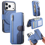 Portafoglio in pelle con cerniera, protezione antifurto MagSafe RFID in tessuto twill, custodia per telefono con cerniera., For iPhone 17e / 16e, For iPhone 17 Pro Max, For iPhone 17 Pro, For iPhone 17