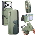 Portafoglio in pelle con cerniera, protezione antifurto MagSafe RFID in tessuto twill, custodia per telefono con cerniera., For iPhone 17e / 16e, For iPhone 17 Pro Max, For iPhone 17 Pro, For iPhone 17