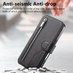 Portafoglio in pelle con cerniera, protezione antifurto MagSafe RFID in tessuto twill, custodia per telefono con cerniera., For iPhone Air, For iPhone 16 Pro Max, For iPhone 16 Pro, For iPhone 16 Plus