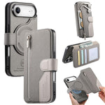 Portafoglio in pelle con cerniera, protezione antifurto MagSafe RFID in tessuto twill, custodia per telefono con cerniera., For iPhone Air, For iPhone 16 Pro Max, For iPhone 16 Pro, For iPhone 16 Plus