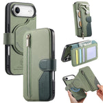 Portafoglio in pelle con cerniera, protezione antifurto MagSafe RFID in tessuto twill, custodia per telefono con cerniera., For iPhone Air, For iPhone 16 Pro Max, For iPhone 16 Pro, For iPhone 16 Plus