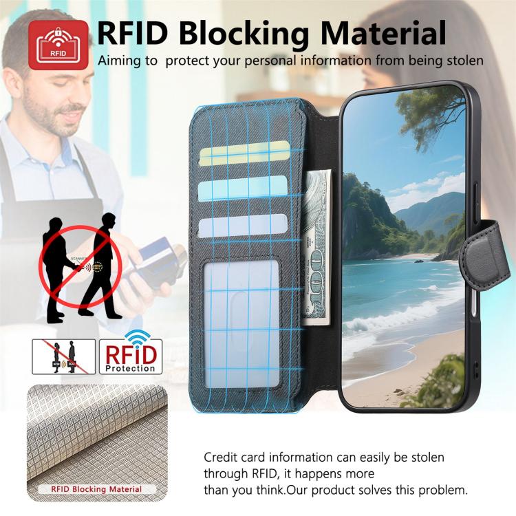 Portafoglio in pelle con cerniera, protezione antifurto MagSafe RFID in tessuto twill, custodia per telefono con cerniera., For iPhone 17e / 16e, For iPhone 17 Pro Max, For iPhone 17 Pro, For iPhone 17