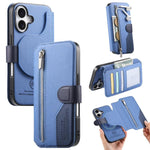 Portafoglio in pelle con cerniera, protezione antifurto MagSafe RFID in tessuto twill, custodia per telefono con cerniera., For iPhone 17e / 16e, For iPhone 17 Pro Max, For iPhone 17 Pro, For iPhone 17
