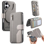 Portafoglio in pelle con cerniera, protezione antifurto MagSafe RFID in tessuto twill, custodia per telefono con cerniera., For iPhone 17e / 16e, For iPhone 17 Pro Max, For iPhone 17 Pro, For iPhone 17