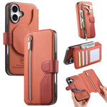 Portafoglio in pelle con cerniera, protezione antifurto MagSafe RFID in tessuto twill, custodia per telefono con cerniera., For iPhone 17e / 16e, For iPhone 17 Pro Max, For iPhone 17 Pro, For iPhone 17