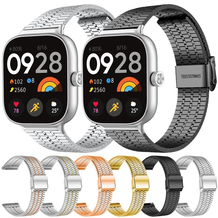 Cinturino per orologio xDfind con fibbia a sette perline in acciaio inossidabile, For Xiaomi Band 10 Pro/9 Pro/Redmi Watch 6/5/4, For Redmi Watch 3 Active / Watch 3 Lite, For Redmi Watch 3