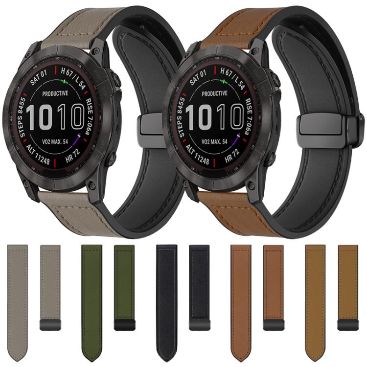 Cinturino per orologio xDfind in silicone con fibbia magnetica e motivo Crazy Horse, For Garmin Fenix 8 / 7X / 6X / 5X 26mm, For Garmin Fenix 8 / 7 / 6 / 5 22mm