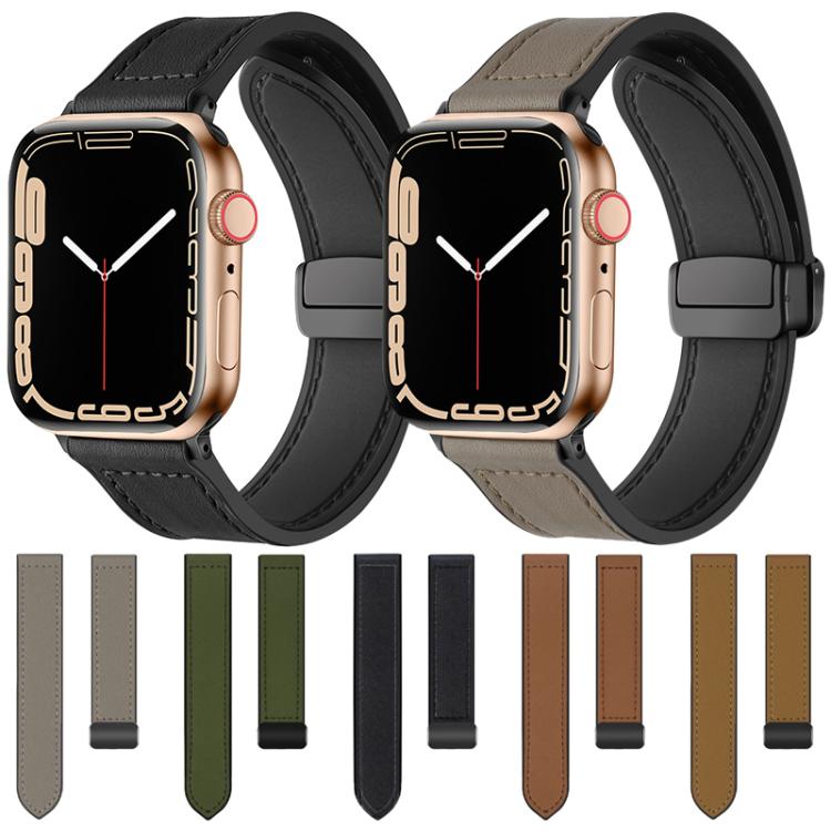 Cinturino per orologio xDfind in silicone con fibbia magnetica e motivo Crazy Horse, For Apple Watch 42 / 44 / 45 / 46 / 49mm, For Apple Watch 38 / 40 / 41 / S10 42mm