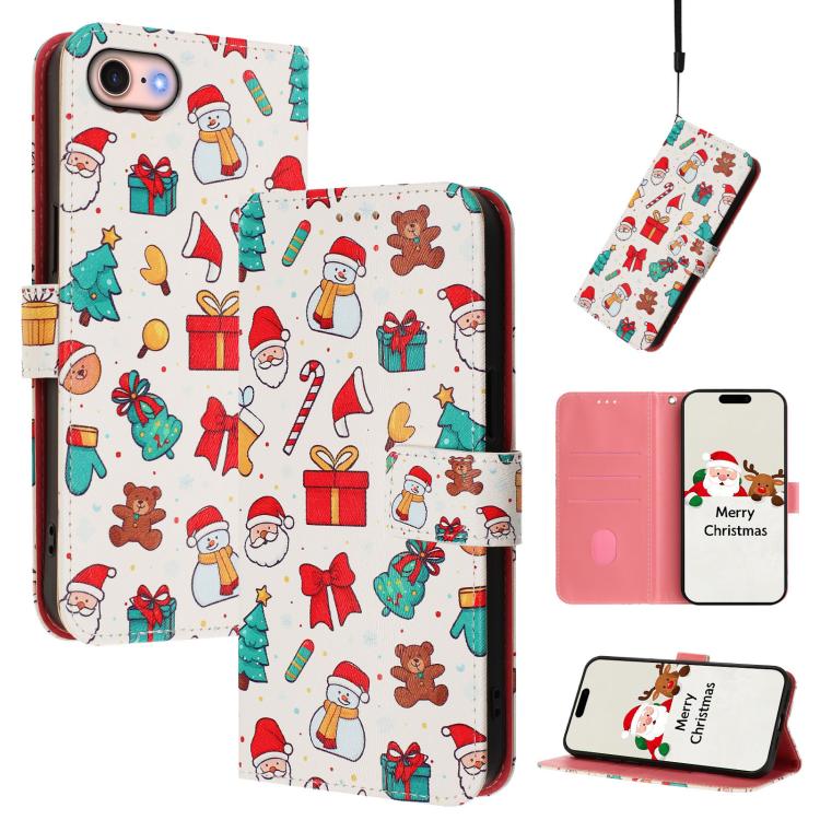 Custodia per telefono in pelle con fibbia e cinturino, serie natalizia., For iPhone 14 Pro Max, For iPhone SE 2022 / SE 2020 / 8 / 7, For iPhone 13 Pro Max, For iPhone 13 Pro