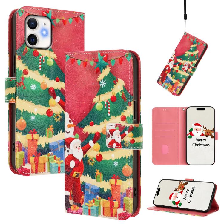 Custodia per telefono in pelle con fibbia e cinturino, serie natalizia., For iPhone 11 Pro Max, For iPhone 11, For iPhone 11 Pro, For iPhone XS / X
