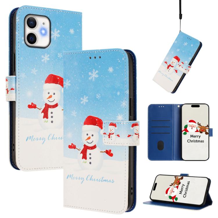 Custodia per telefono in pelle con fibbia e cinturino, serie natalizia., For iPhone 11 Pro Max, For iPhone 11, For iPhone 11 Pro, For iPhone XS / X