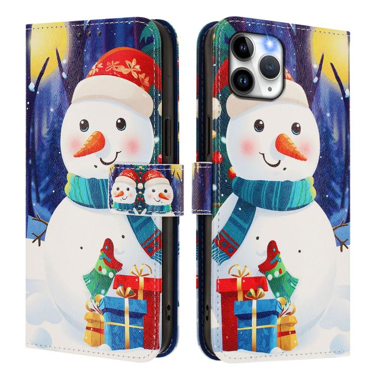 Custodia per telefono in pelle con fibbia e cinturino, serie natalizia., For iPhone 11 Pro Max, For iPhone 11, For iPhone 11 Pro, For iPhone XS / X