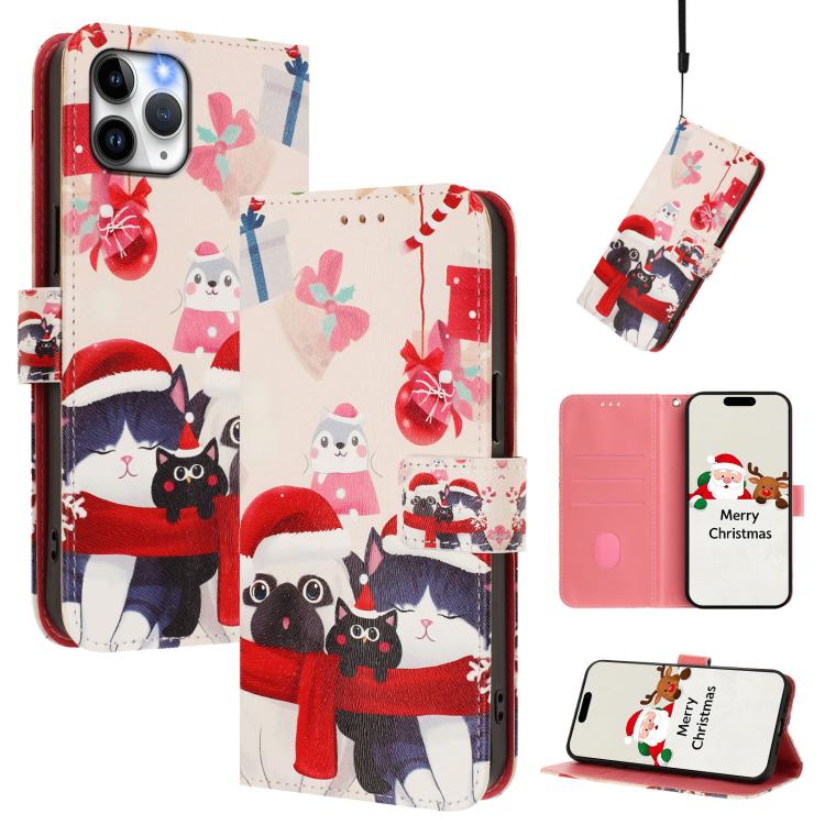 Custodia per telefono in pelle con fibbia e cinturino, serie natalizia., For iPhone 13 mini, For iPhone 12 Pro / 12, For iPhone 12 Pro Max, For iPhone 12 mini