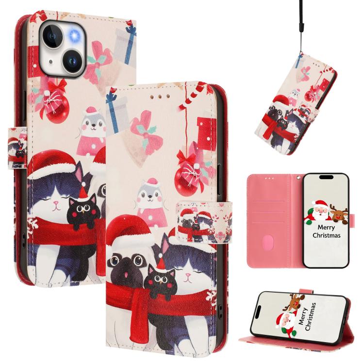 Custodia per telefono in pelle con fibbia e cinturino, serie natalizia., For iPhone 13 mini, For iPhone 12 Pro / 12, For iPhone 12 Pro Max, For iPhone 12 mini