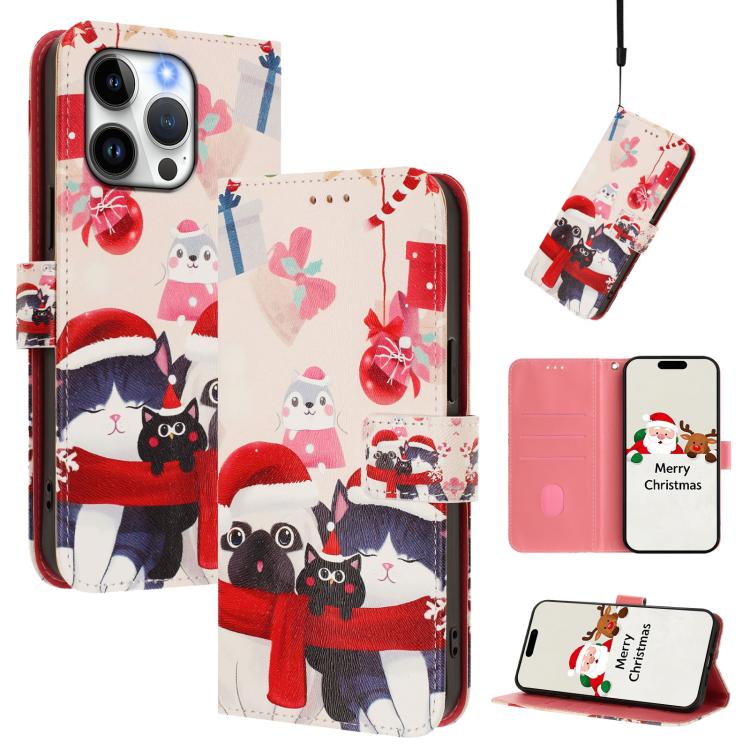 Custodia per telefono in pelle con fibbia e cinturino, serie natalizia., For iPhone 14 Pro Max, For iPhone SE 2022 / SE 2020 / 8 / 7, For iPhone 13 Pro Max, For iPhone 13 Pro