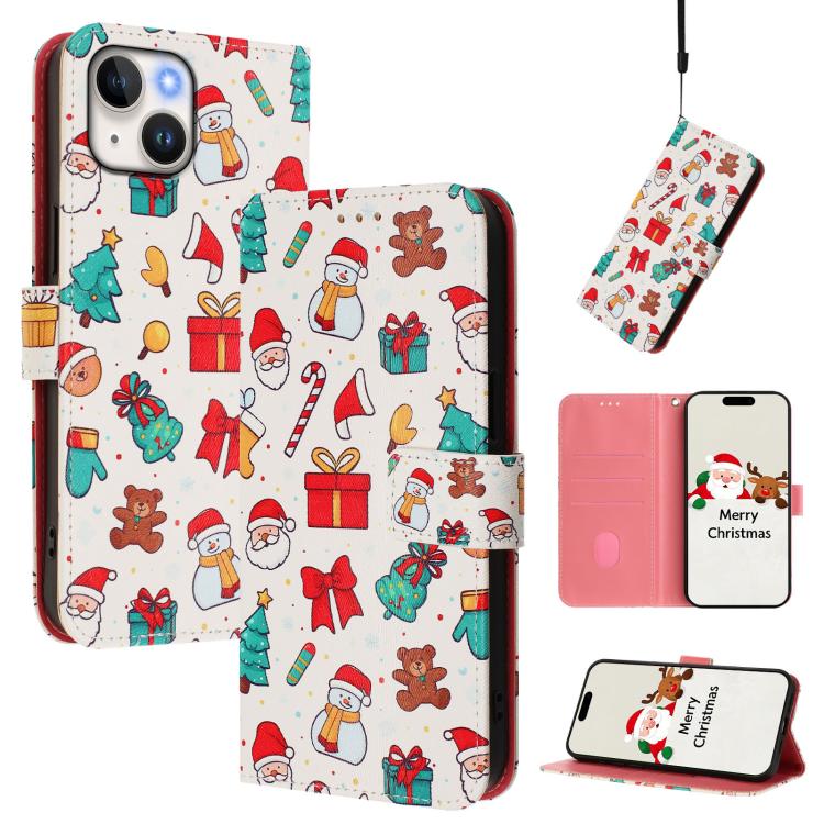 Custodia per telefono in pelle con fibbia e cinturino, serie natalizia., For iPhone 15, For iPhone 14 Plus, For iPhone 14 / 13, For iPhone 14 Pro