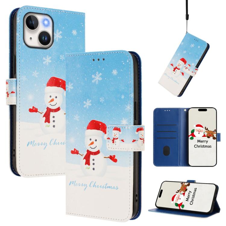 Custodia per telefono in pelle con fibbia e cinturino, serie natalizia., For iPhone 15, For iPhone 14 Plus, For iPhone 14 / 13, For iPhone 14 Pro