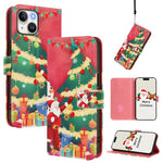 Custodia per telefono in pelle con fibbia e cinturino, serie natalizia., For iPhone 16, For iPhone 15 Pro Max, For iPhone 15 Pro, For iPhone 15 Plus