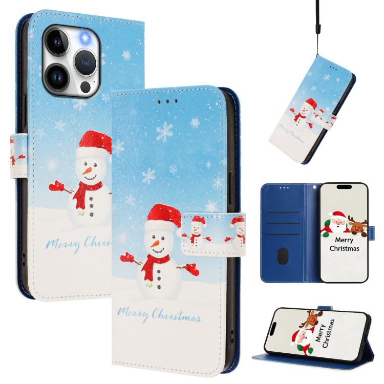 Custodia per telefono in pelle con fibbia e cinturino, serie natalizia., For iPhone 16, For iPhone 15 Pro Max, For iPhone 15 Pro, For iPhone 15 Plus