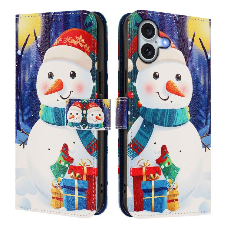 Custodia per telefono in pelle con fibbia e cinturino, serie natalizia., For iPhone 16, For iPhone 15 Pro Max, For iPhone 15 Pro, For iPhone 15 Plus