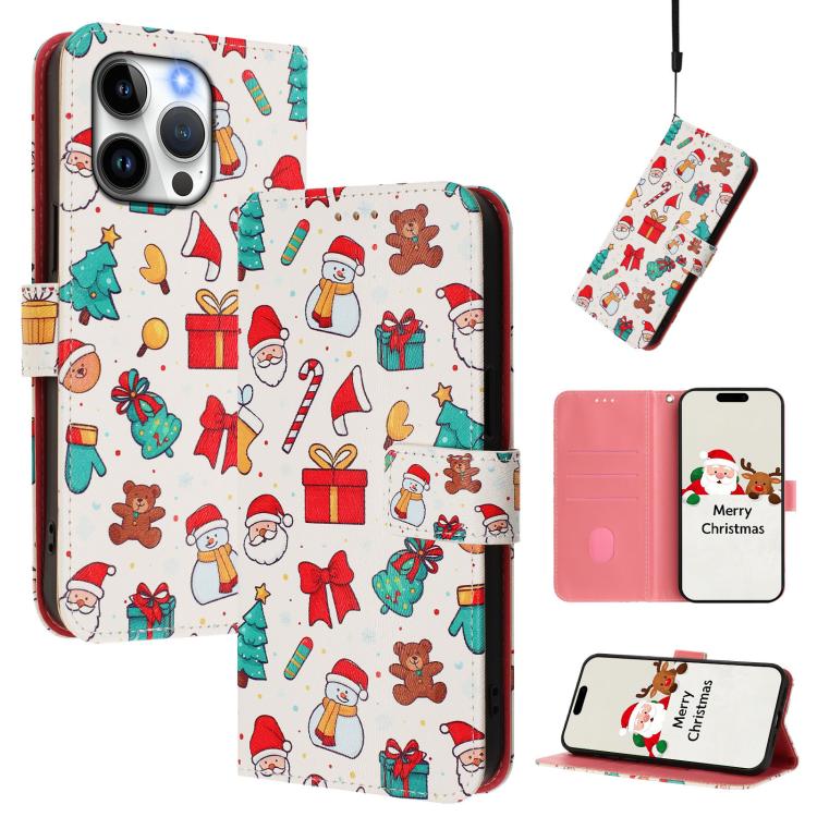 Custodia per telefono in pelle con fibbia e cinturino, serie natalizia., For iPhone Air, For iPhone 16 Pro Max, For iPhone 16 Pro, For iPhone 16 Plus