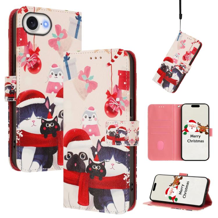 Custodia per telefono in pelle con fibbia e cinturino, serie natalizia., For iPhone 17e / 16e, For iPhone 17 Pro Max, For iPhone 17 Pro, For iPhone 17