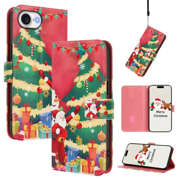 Custodia per telefono in pelle con fibbia e cinturino, serie natalizia., For iPhone 17e / 16e, For iPhone 17 Pro Max, For iPhone 17 Pro, For iPhone 17