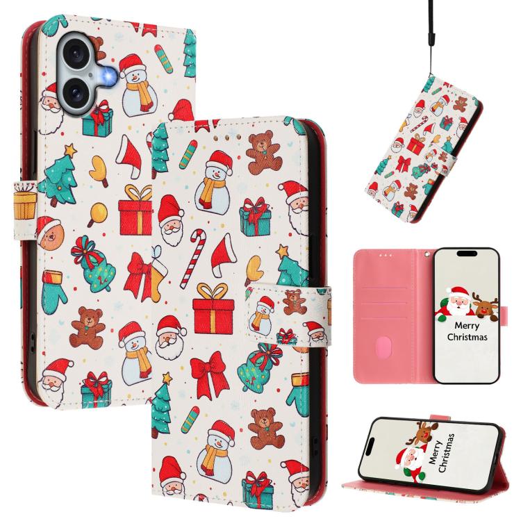 Custodia per telefono in pelle con fibbia e cinturino, serie natalizia., For iPhone 17e / 16e, For iPhone 17 Pro Max, For iPhone 17 Pro, For iPhone 17