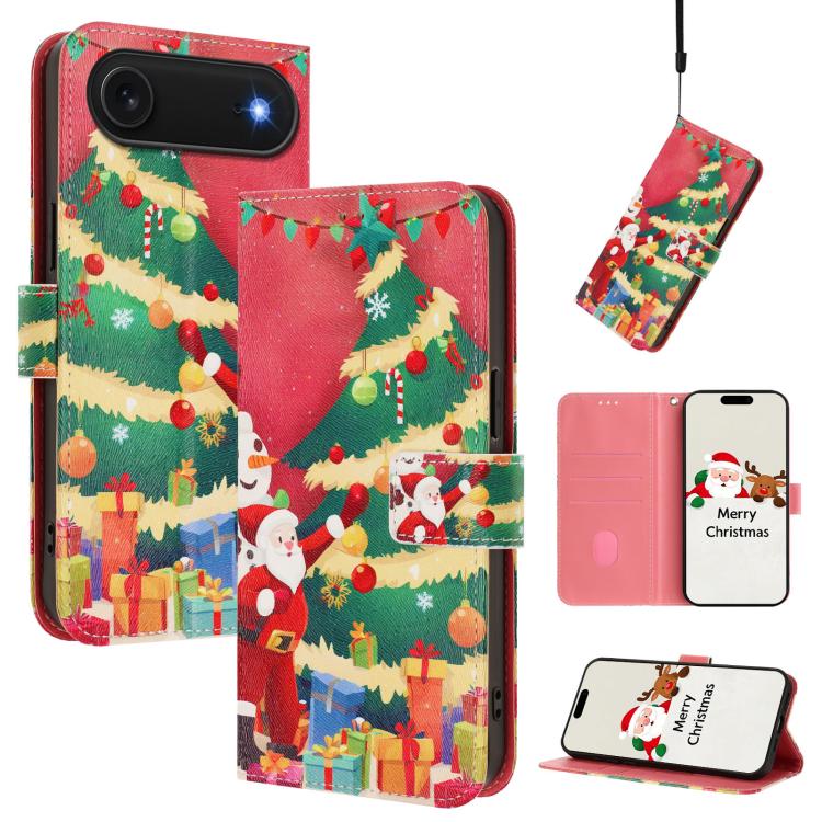 Custodia per telefono in pelle con fibbia e cinturino, serie natalizia., For iPhone Air, For iPhone 16 Pro Max, For iPhone 16 Pro, For iPhone 16 Plus
