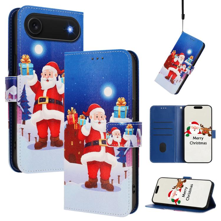 Custodia per telefono in pelle con fibbia e cinturino, serie natalizia., For iPhone Air, For iPhone 16 Pro Max, For iPhone 16 Pro, For iPhone 16 Plus