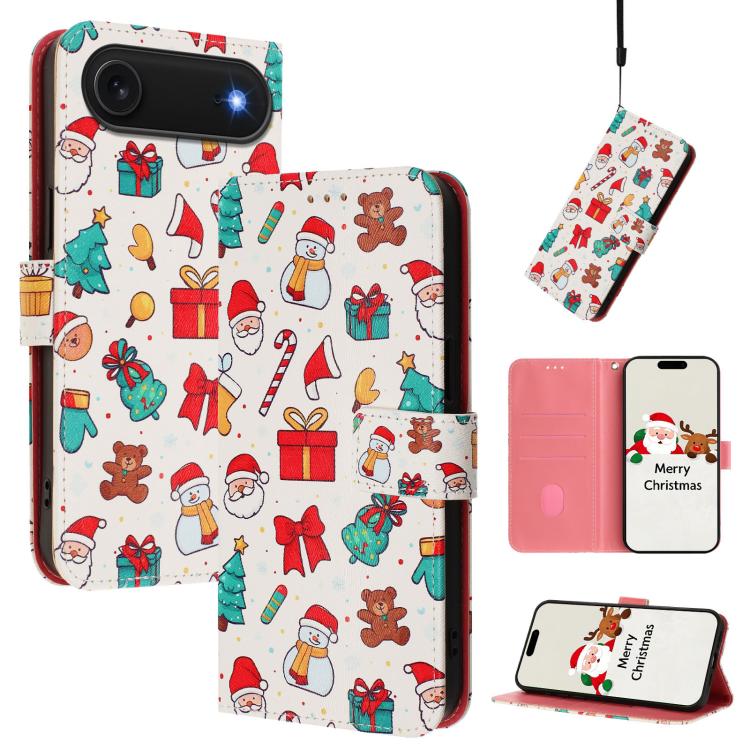Custodia per telefono in pelle con fibbia e cinturino, serie natalizia., For iPhone Air, For iPhone 16 Pro Max, For iPhone 16 Pro, For iPhone 16 Plus