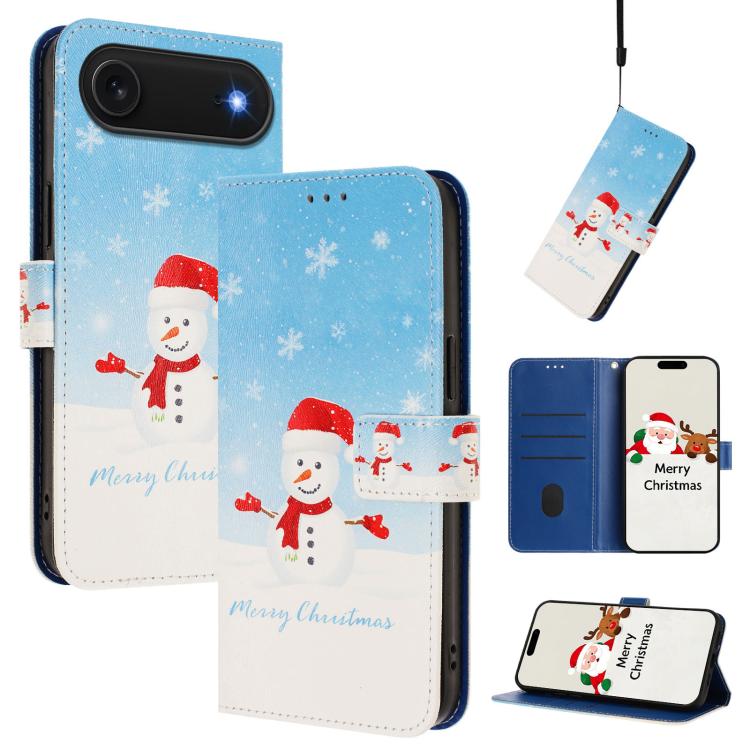 Custodia per telefono in pelle con fibbia e cinturino, serie natalizia., For iPhone Air, For iPhone 16 Pro Max, For iPhone 16 Pro, For iPhone 16 Plus