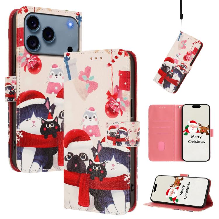 Custodia per telefono in pelle con fibbia e cinturino, serie natalizia., For iPhone 17e / 16e, For iPhone 17 Pro Max, For iPhone 17 Pro, For iPhone 17