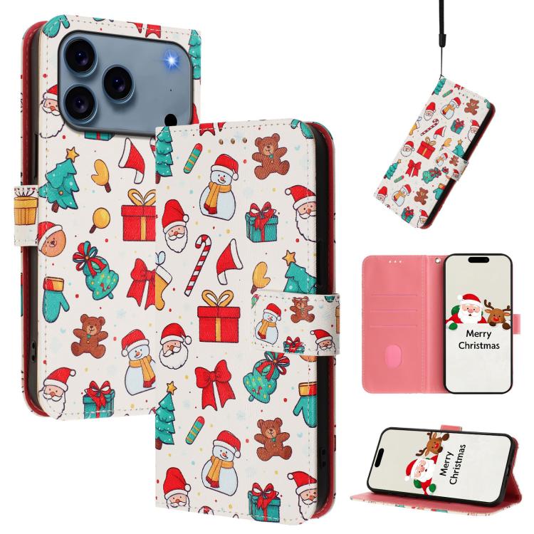 Custodia per telefono in pelle con fibbia e cinturino, serie natalizia., For iPhone 17e / 16e, For iPhone 17 Pro Max, For iPhone 17 Pro, For iPhone 17