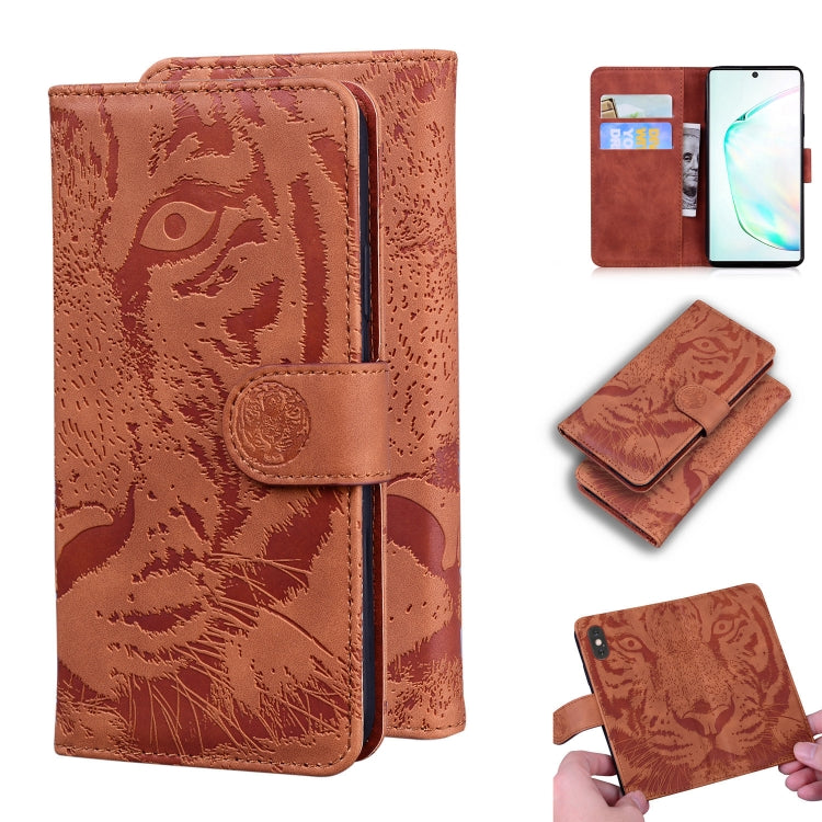 Custodia in pelle a ribalta orizzontale con motivo a tigre in rilievo con supporto, slot per carte e portafoglio, For Samsung Galaxy M30s / M21, For Samsung Galaxy Note 10, For Samsung Galaxy Note 10 Pro, For Samsung Galaxy Note 20
