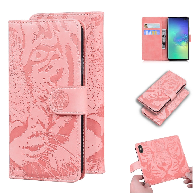 Custodia in pelle a ribalta orizzontale con motivo a tigre in rilievo con supporto, slot per carte e portafoglio, For Samsung Galaxy S10 Plus, For Samsung Galaxy S10e, For Samsung Galaxy S20, For Samsung Galaxy S20 Plus