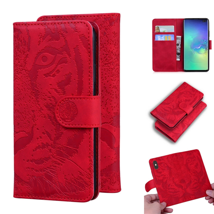 Custodia in pelle a ribalta orizzontale con motivo a tigre in rilievo con supporto, slot per carte e portafoglio, For Samsung Galaxy S10 Plus, For Samsung Galaxy S10e, For Samsung Galaxy S20, For Samsung Galaxy S20 Plus