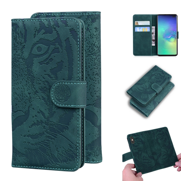 Custodia in pelle a ribalta orizzontale con motivo a tigre in rilievo con supporto, slot per carte e portafoglio, For Samsung Galaxy S10 Plus, For Samsung Galaxy S10e, For Samsung Galaxy S20, For Samsung Galaxy S20 Plus